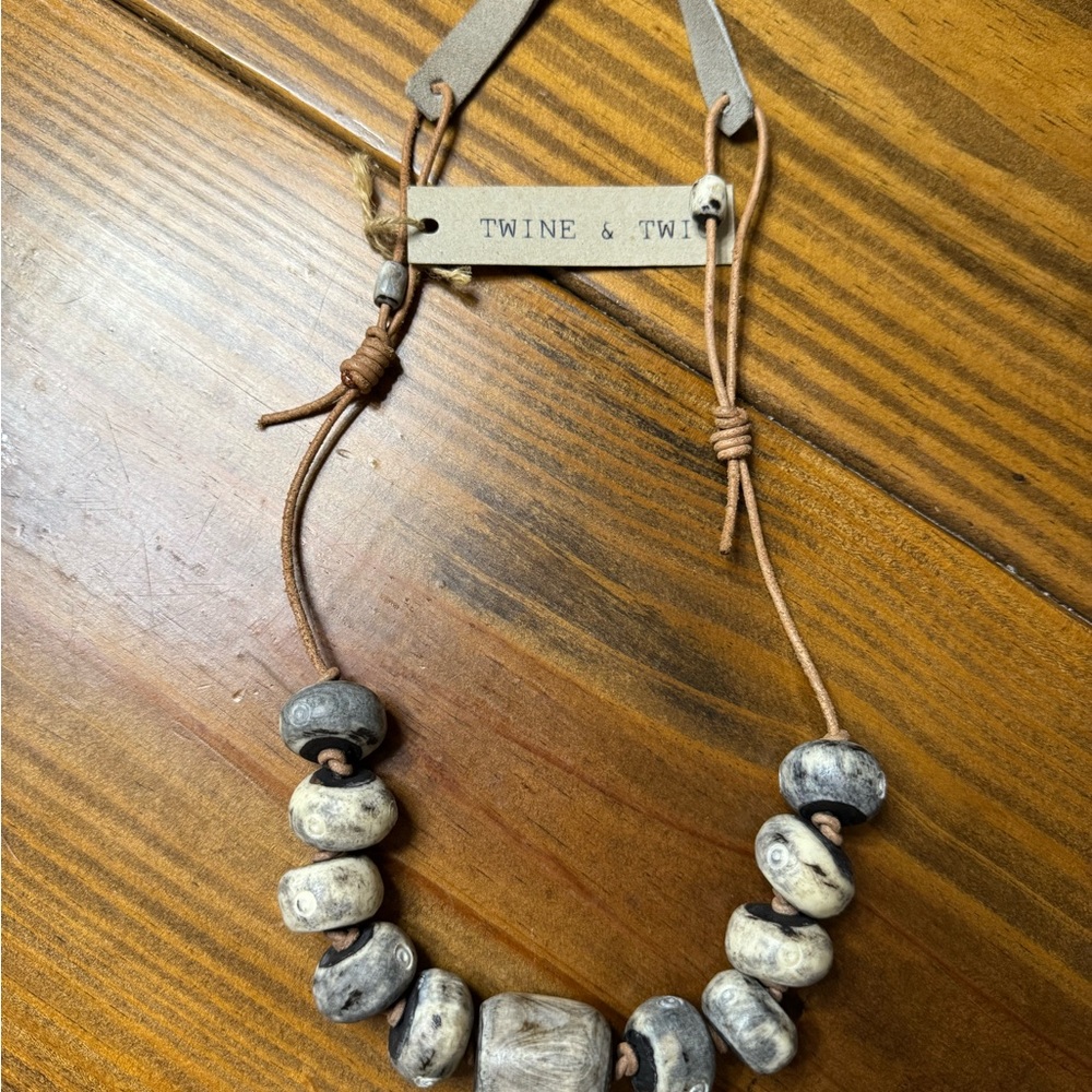 Twine & Twig Women's Necklace - Natural and Gray Beaded